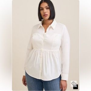Torrid Poplin Corset Smocked Back Button Up Shirt